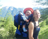 Sasha and Lio walking at Passo Duran.